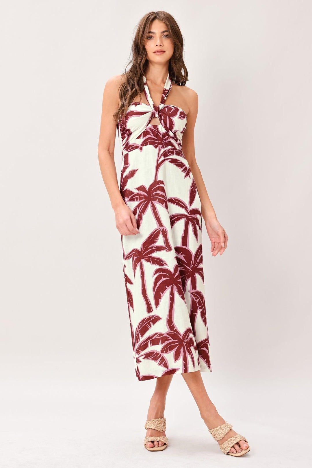 Palm Siren Woven Midi Dress from KADOU Boutique