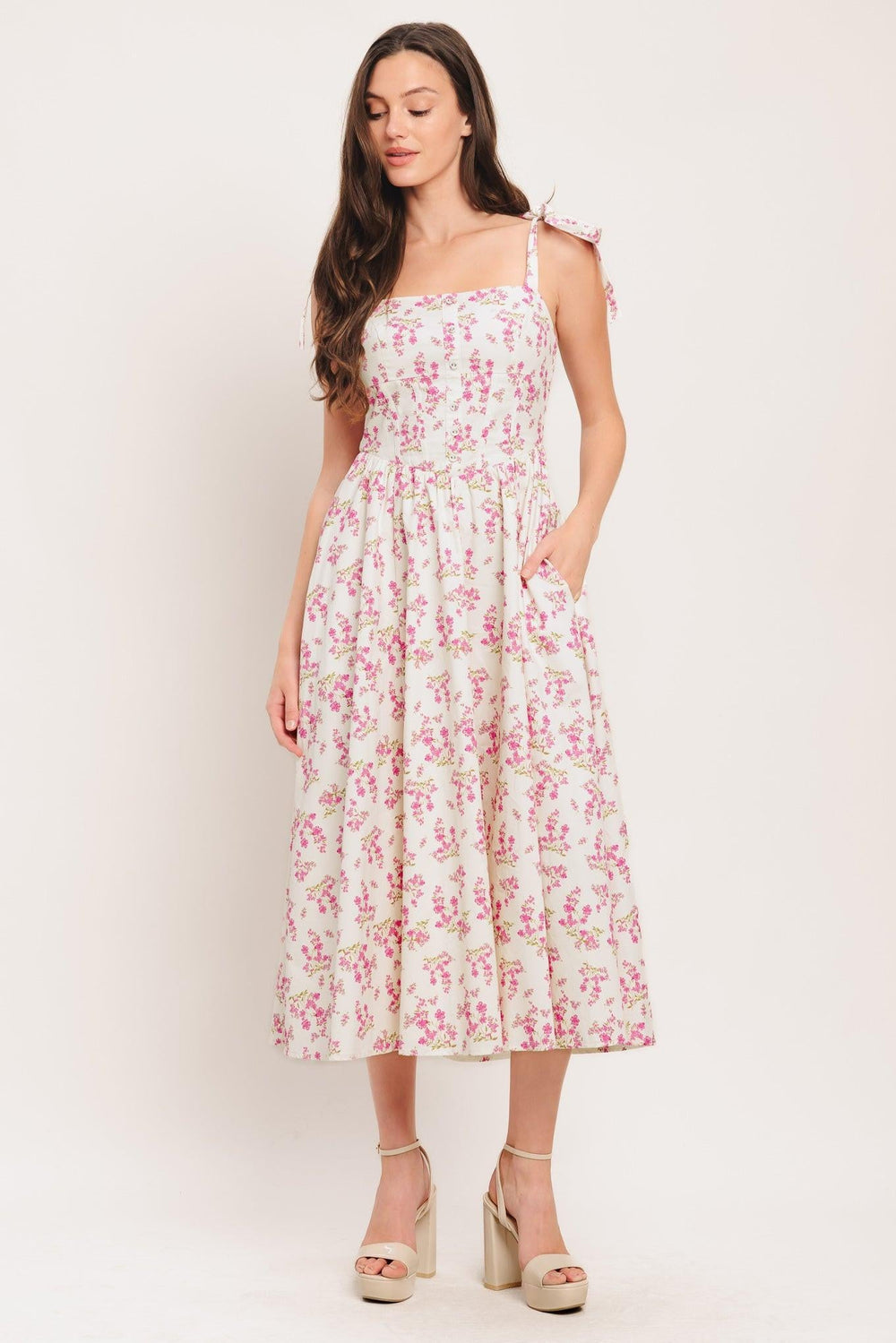 Petals & Promises Woven Midi Dress from KADOU Boutique