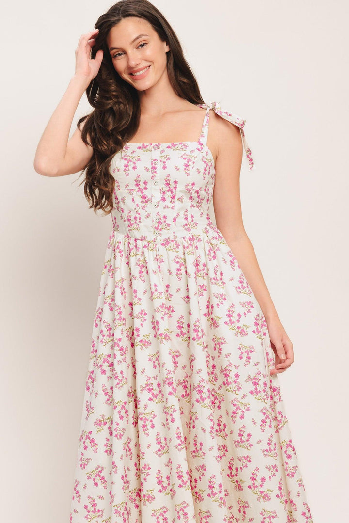 PETALS &amp; PROMISES WOVEN MIDI DRESS