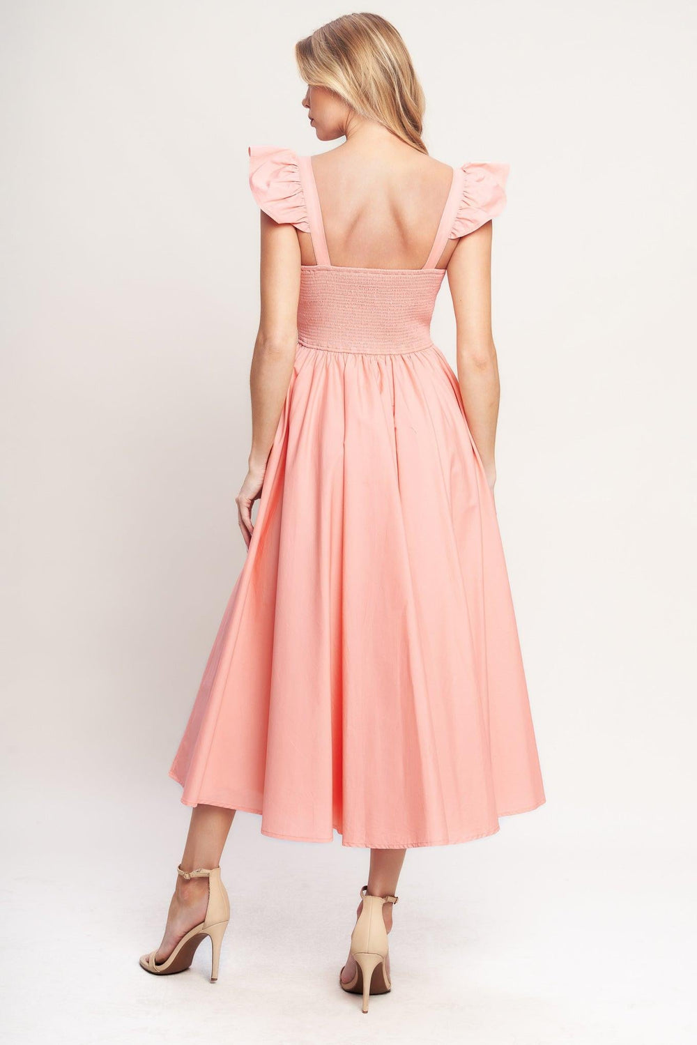 Blushed with Love Woven Midi Dress from KADOU Boutique