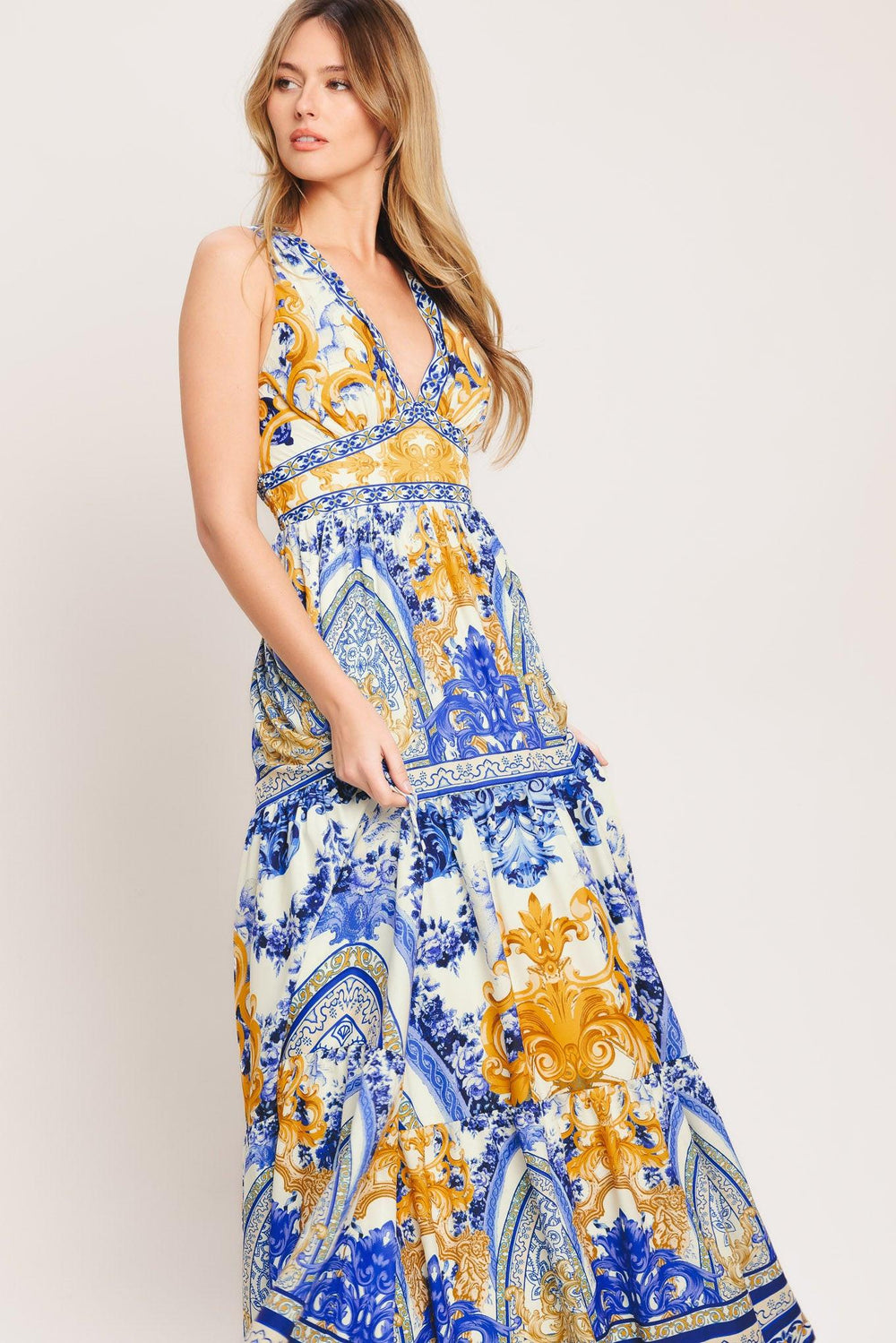 Azure Palazzo Woven Maxi Dress from KADOU Boutique