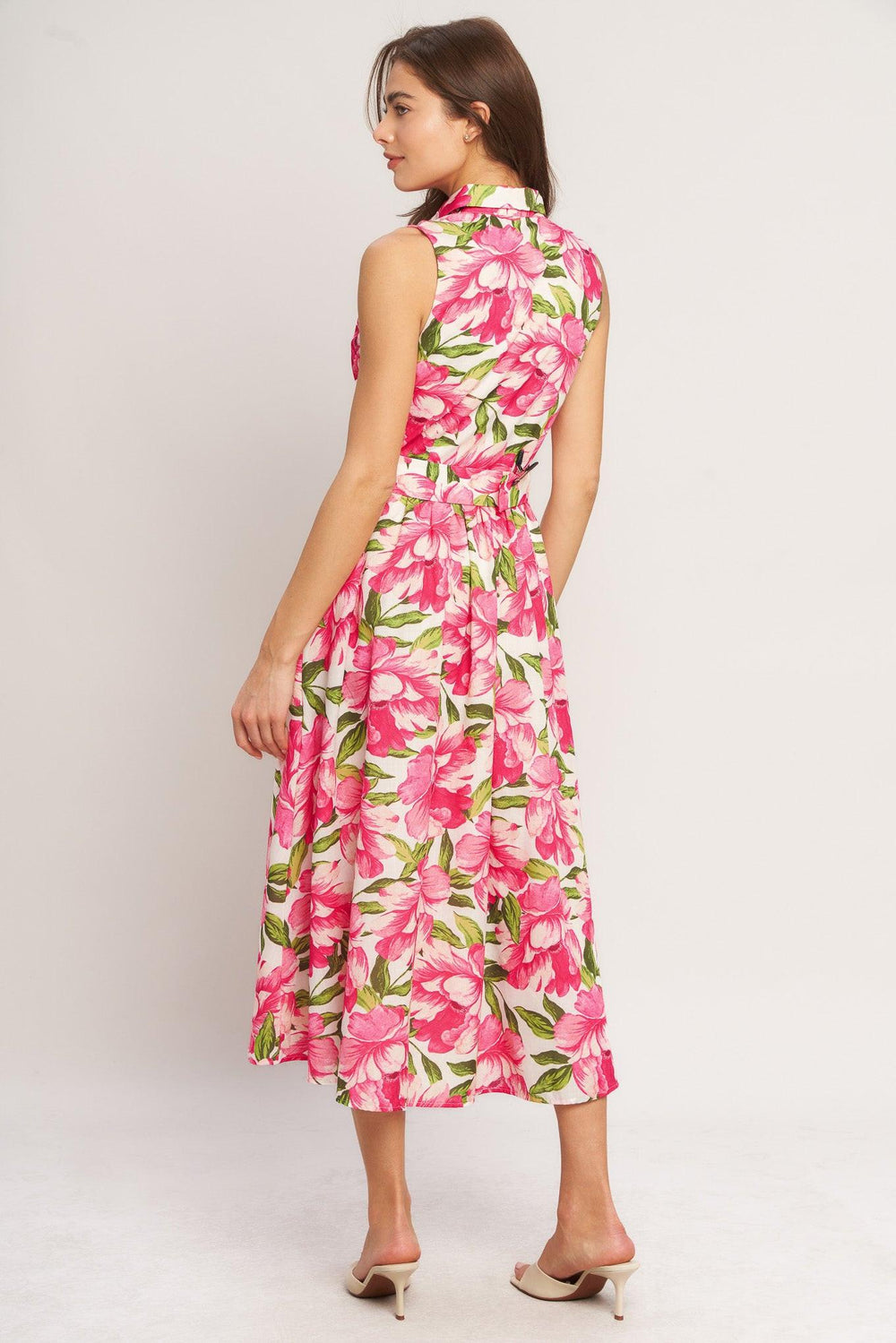 Pink Paradise Woven Midi Dress from KADOU Boutique