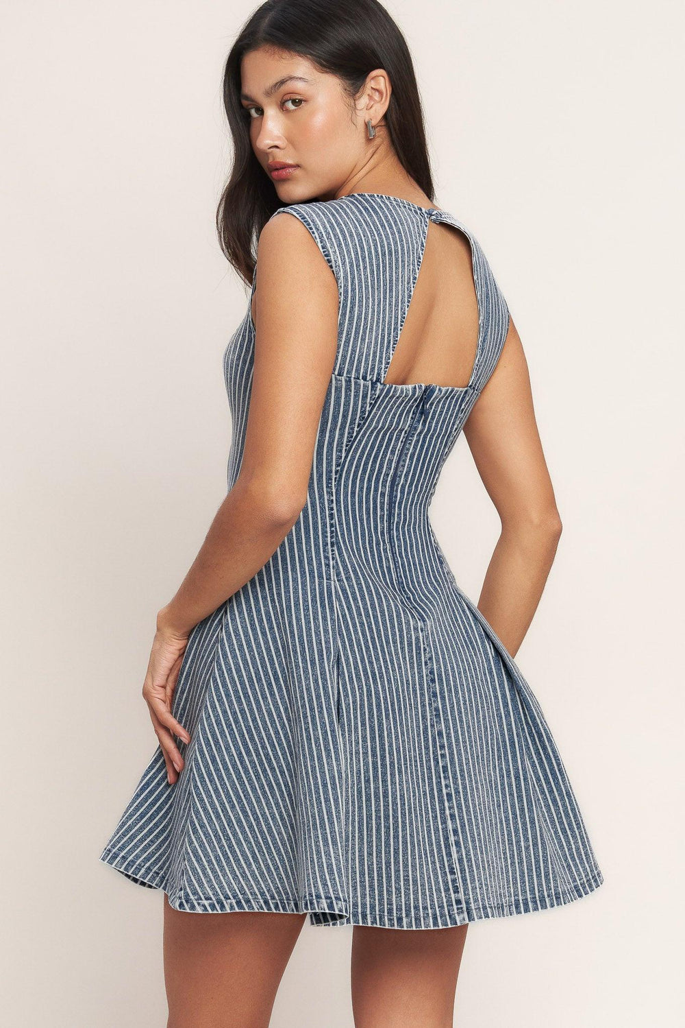 Perfectly Planned Striped Denim Mini Dress from KADOU Boutique