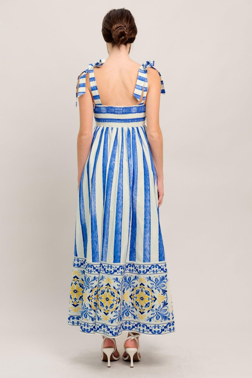 Blue Horizon Beauty Woven Midi Dress from KADOU Boutique
