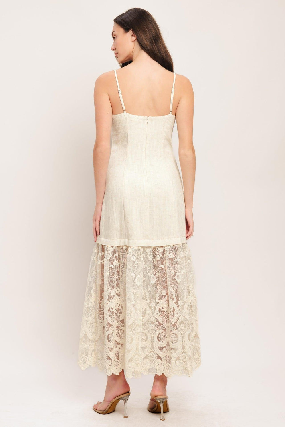 Milk Petal Woven Lace Midi Dress from KADOU Boutique