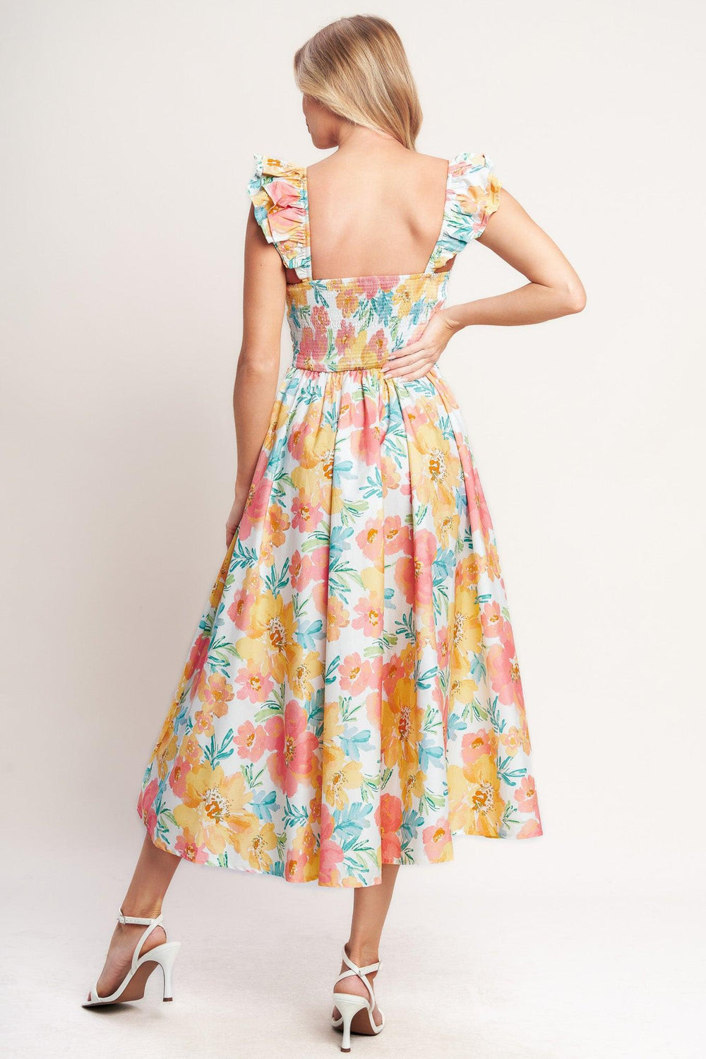 Soft Sunshine Woven Midi Dress from KADOU Boutique