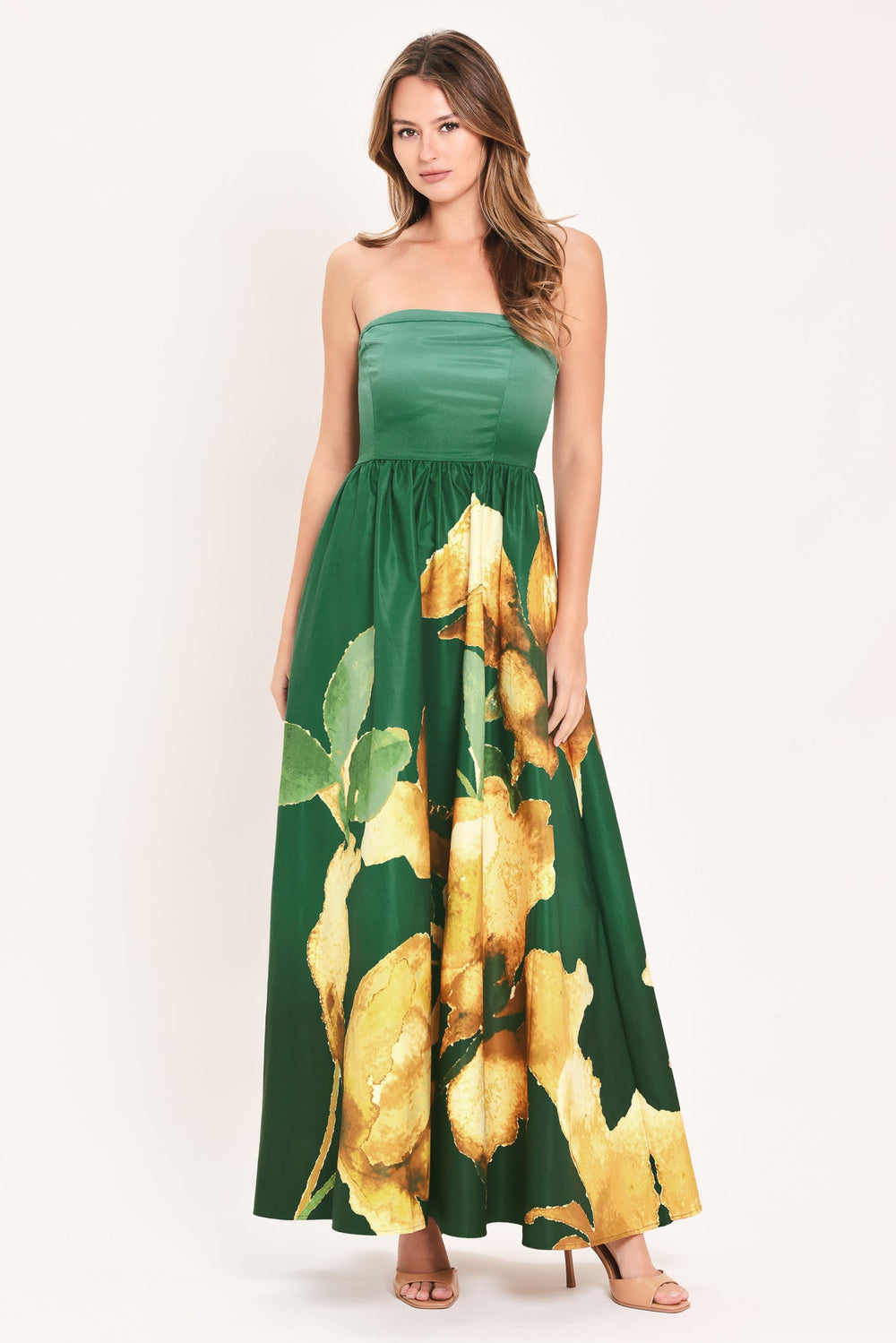 Golden Rose Afterglow Woven Maxi Dress from KADOU Boutique