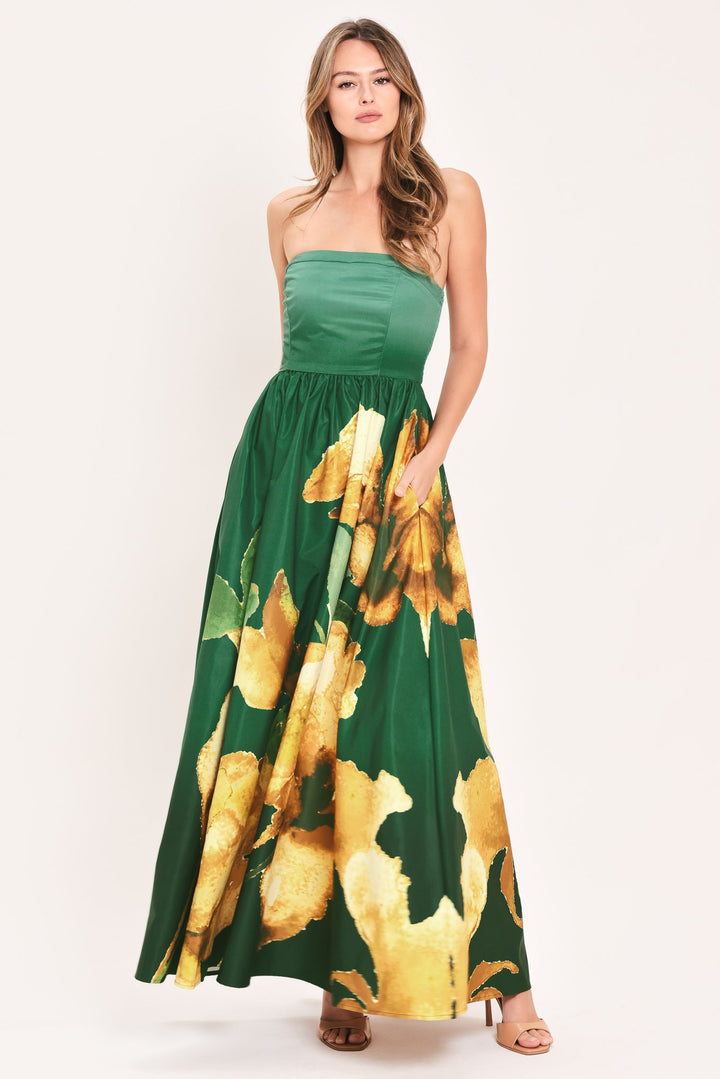 Golden Rose Afterglow Woven Maxi Dress from KADOU Boutique