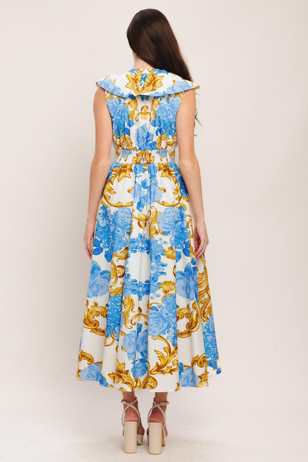 Baroque Bloom Woven Midi Dress from KADOU Boutique