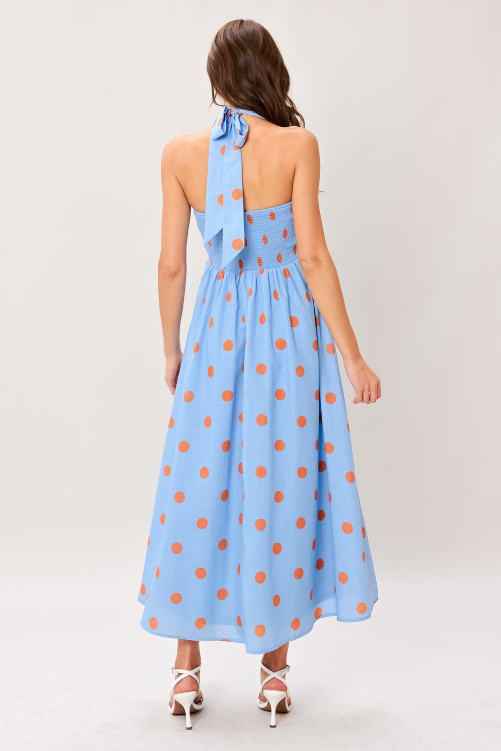 Cotton Candy Sky Dot Woven Midi Dress from KADOU Boutique
