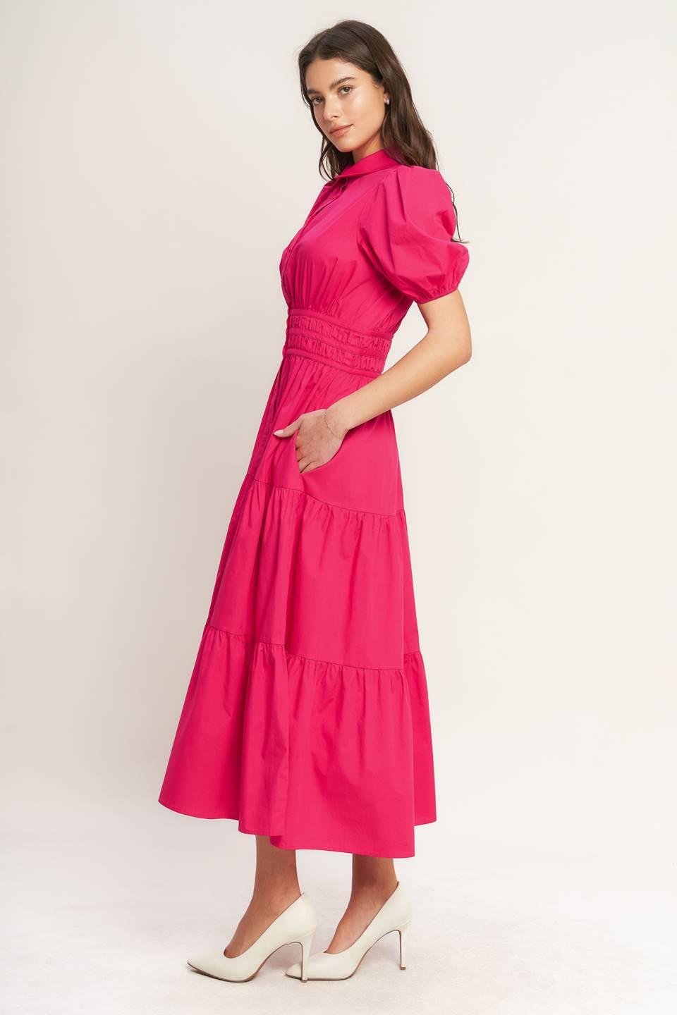 Sugar Cloud Woven Midi Dress from KADOU Boutique