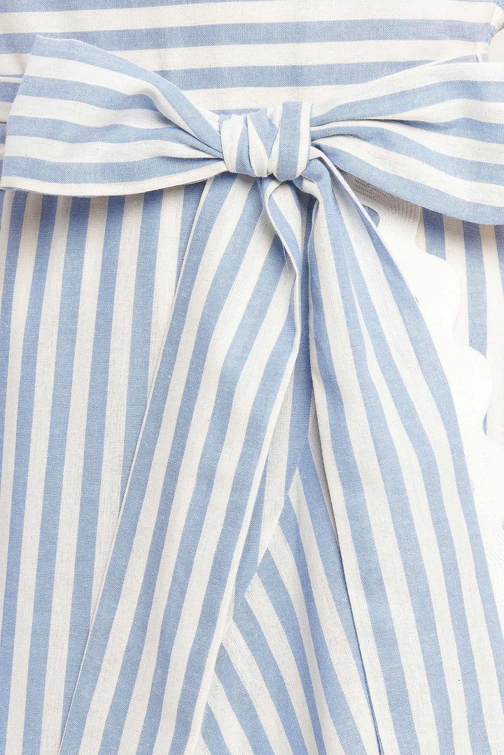 TIED TO YOU STRIPED WOVEN MIDI DRESS