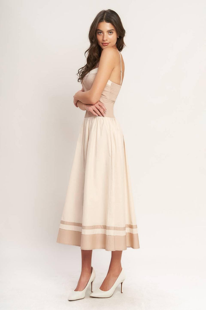 SPRING HARMONY COLOR BLOCKED MIDI DRESS