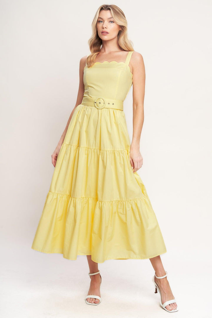 Sunshine Serenade Woven Midi Dress from KADOU Boutique