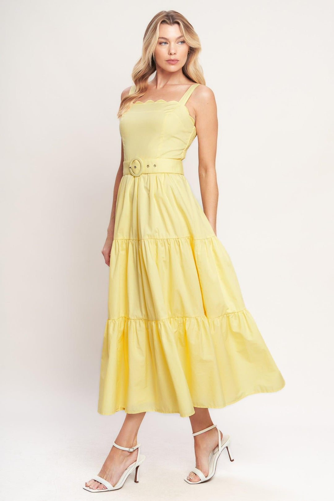Sunshine Serenade Woven Midi Dress from KADOU Boutique