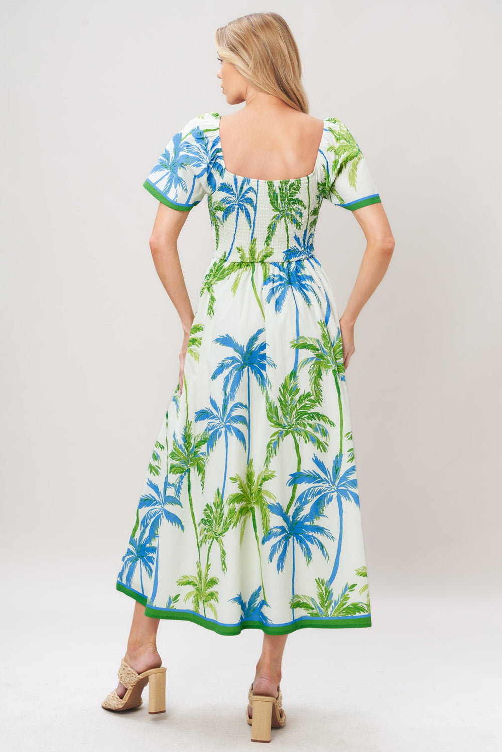 Palm Escapade Woven Midi Dress from KADOU Boutique