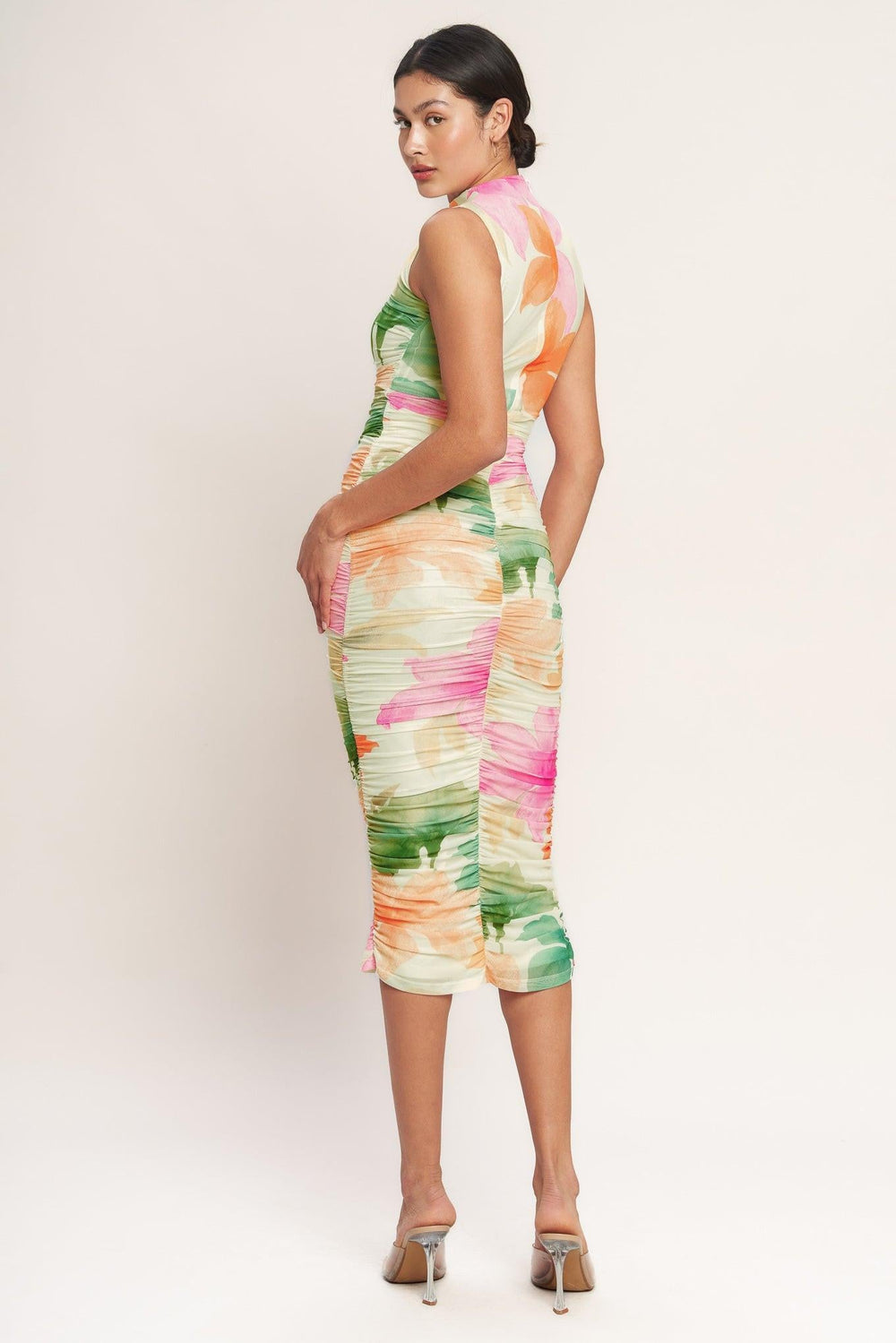 Colorful Confidence Power Mesh Midi Dress from KADOU Boutique