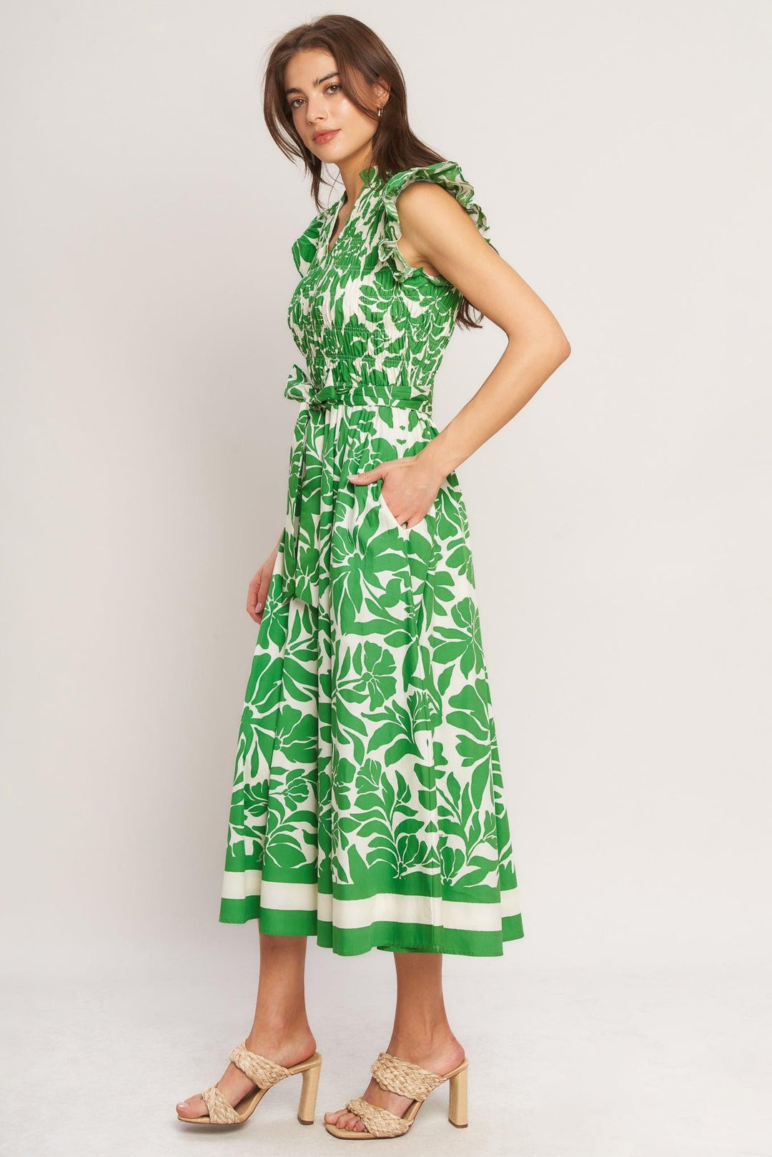 Bloom Energy Woven Midi Dress from KADOU Boutique