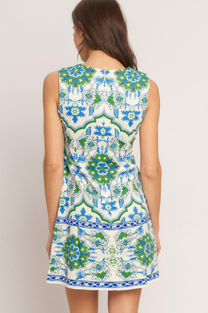 EURO BLUE WOVEN MINI DRESS