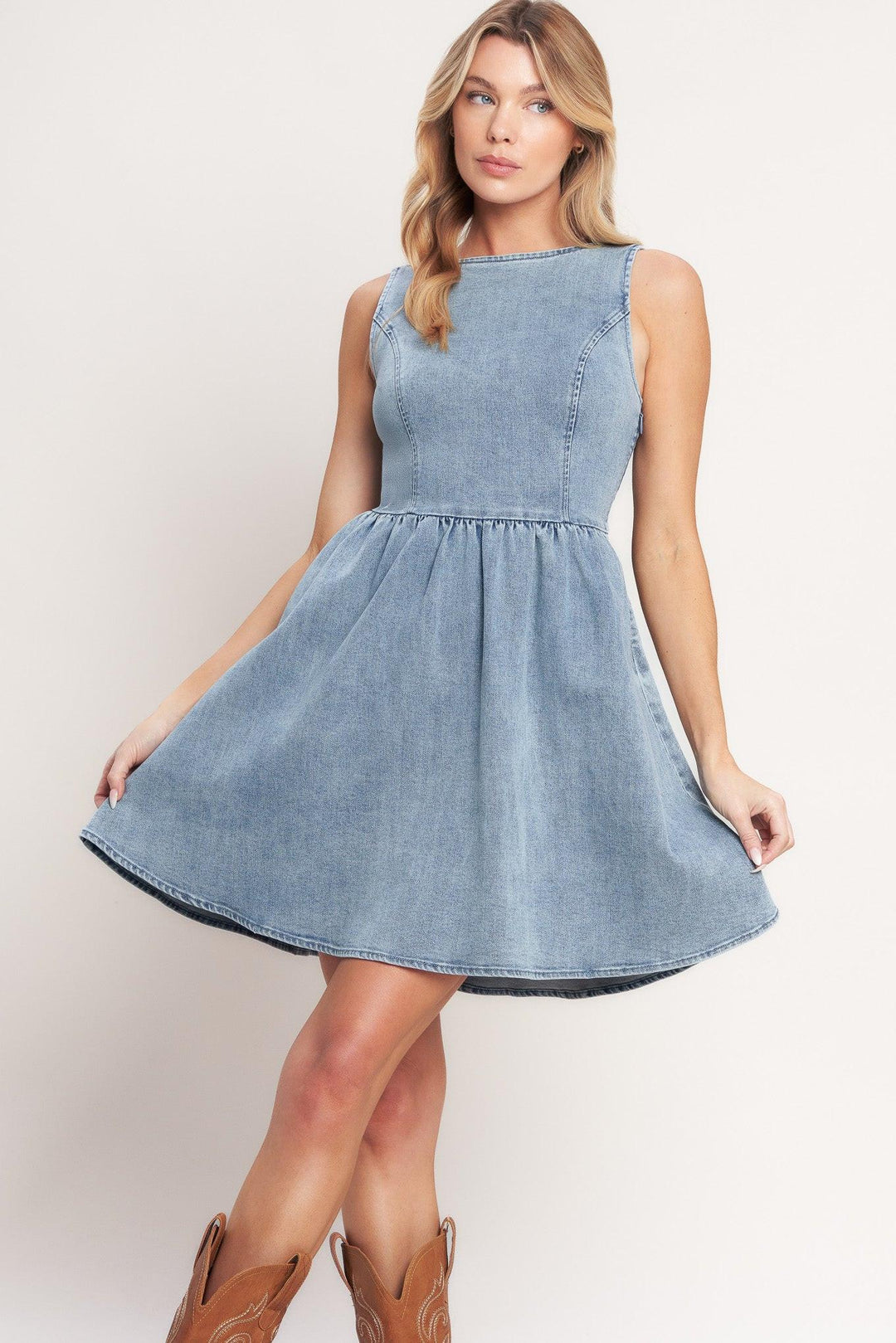 Casual Polished Denim Mini Dress from KADOU Boutique