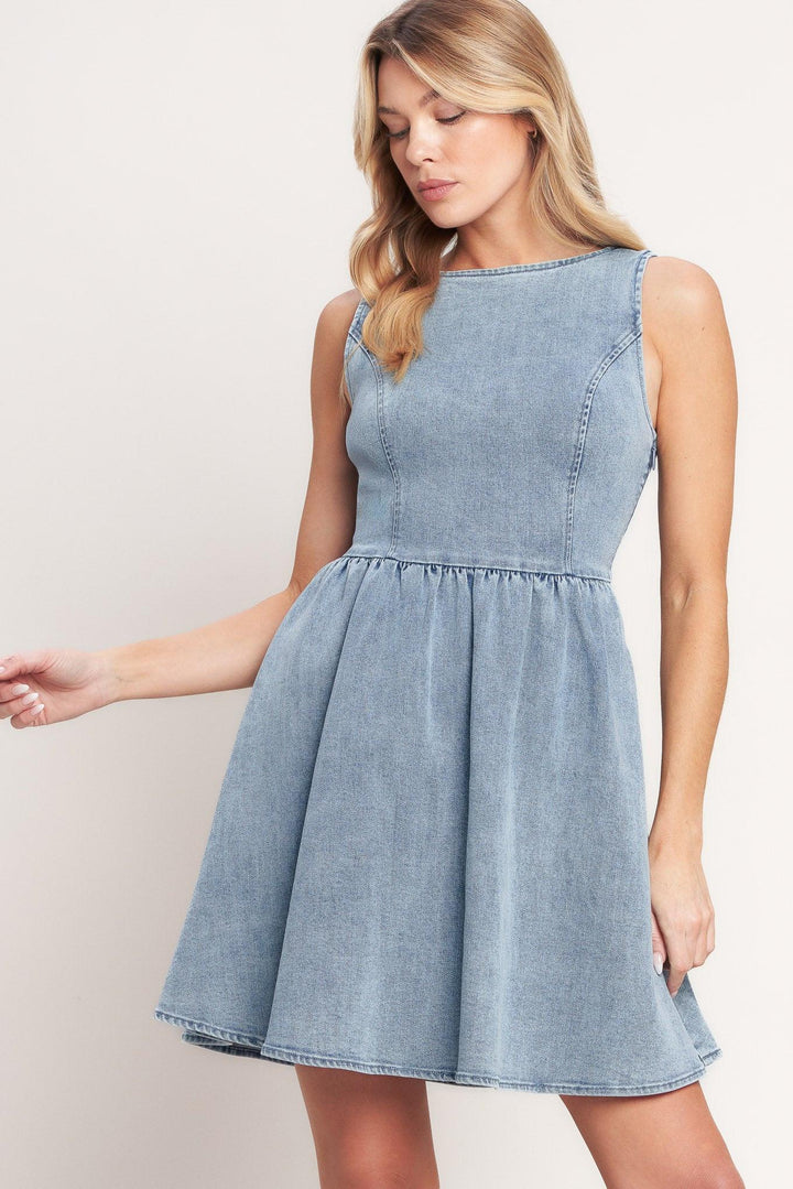 Casual Polished Denim Mini Dress from KADOU Boutique