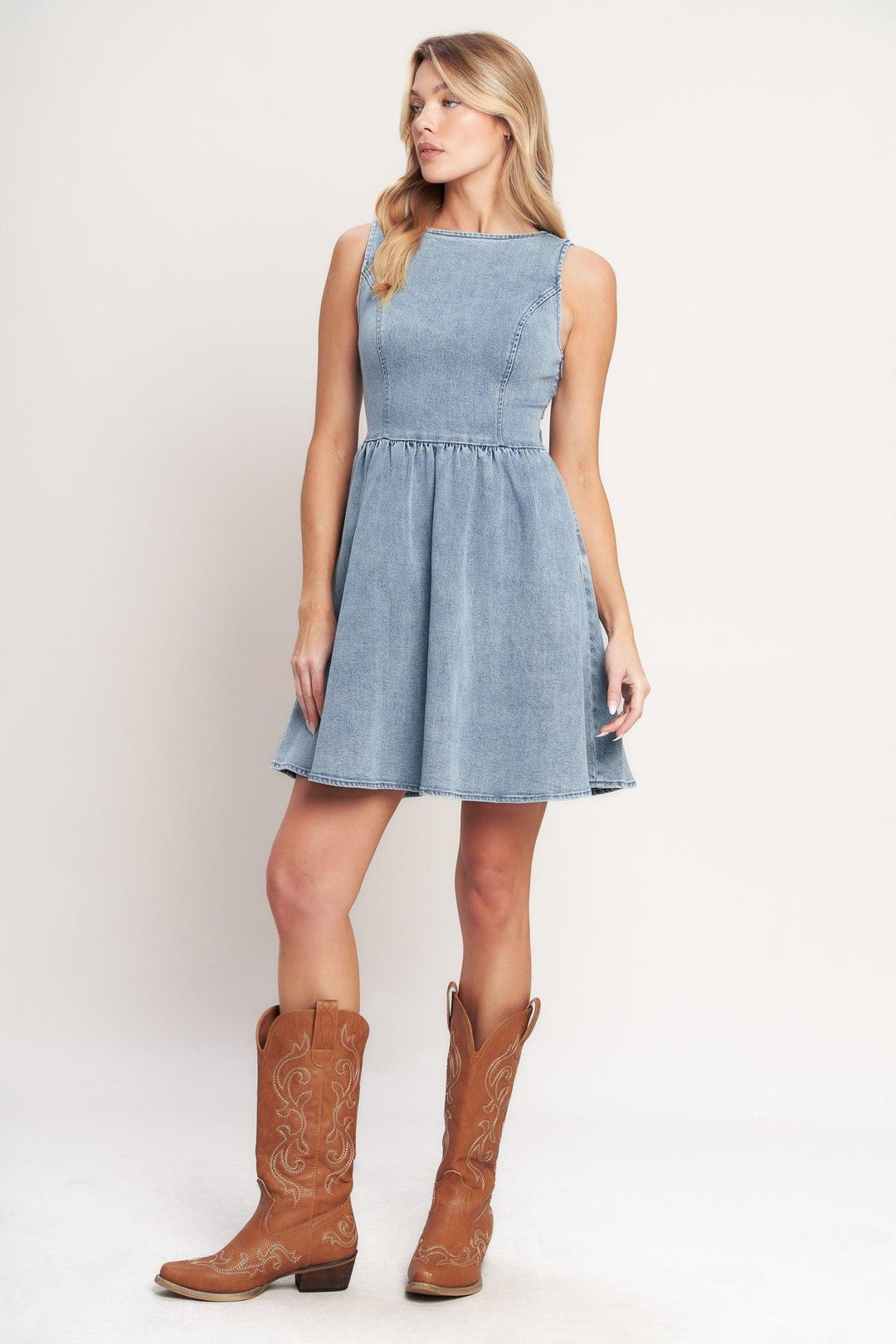 Casual Polished Denim Mini Dress from KADOU Boutique