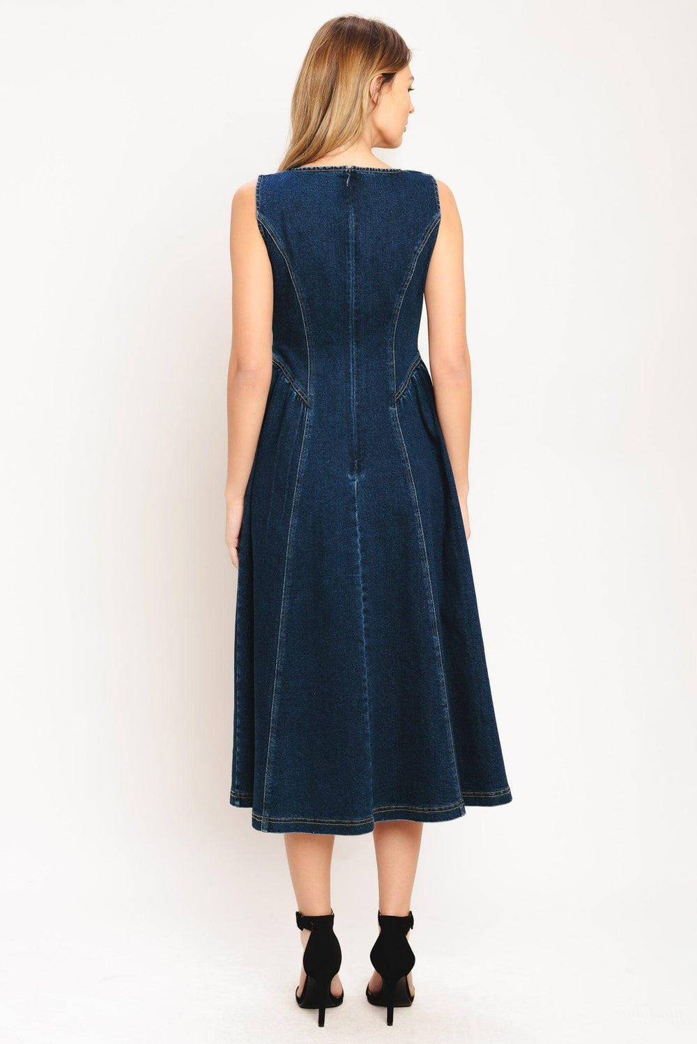 Effortless Polish Denim Midi Dress from KADOU Boutique