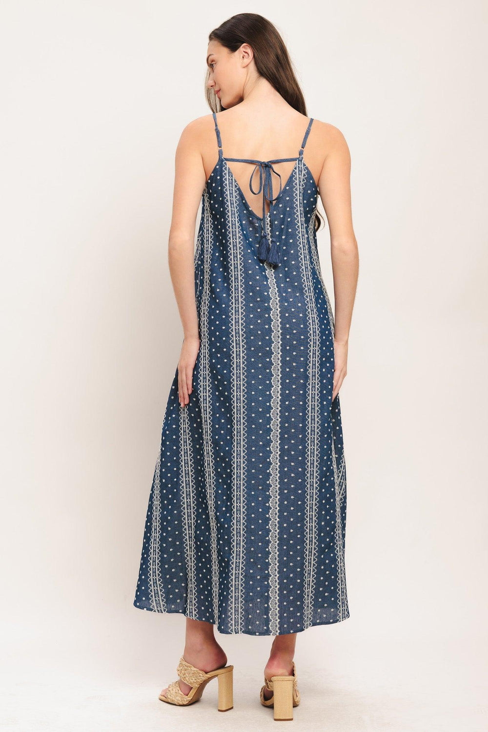 Handloom Sky Woven Midi Dress from KADOU Boutique
