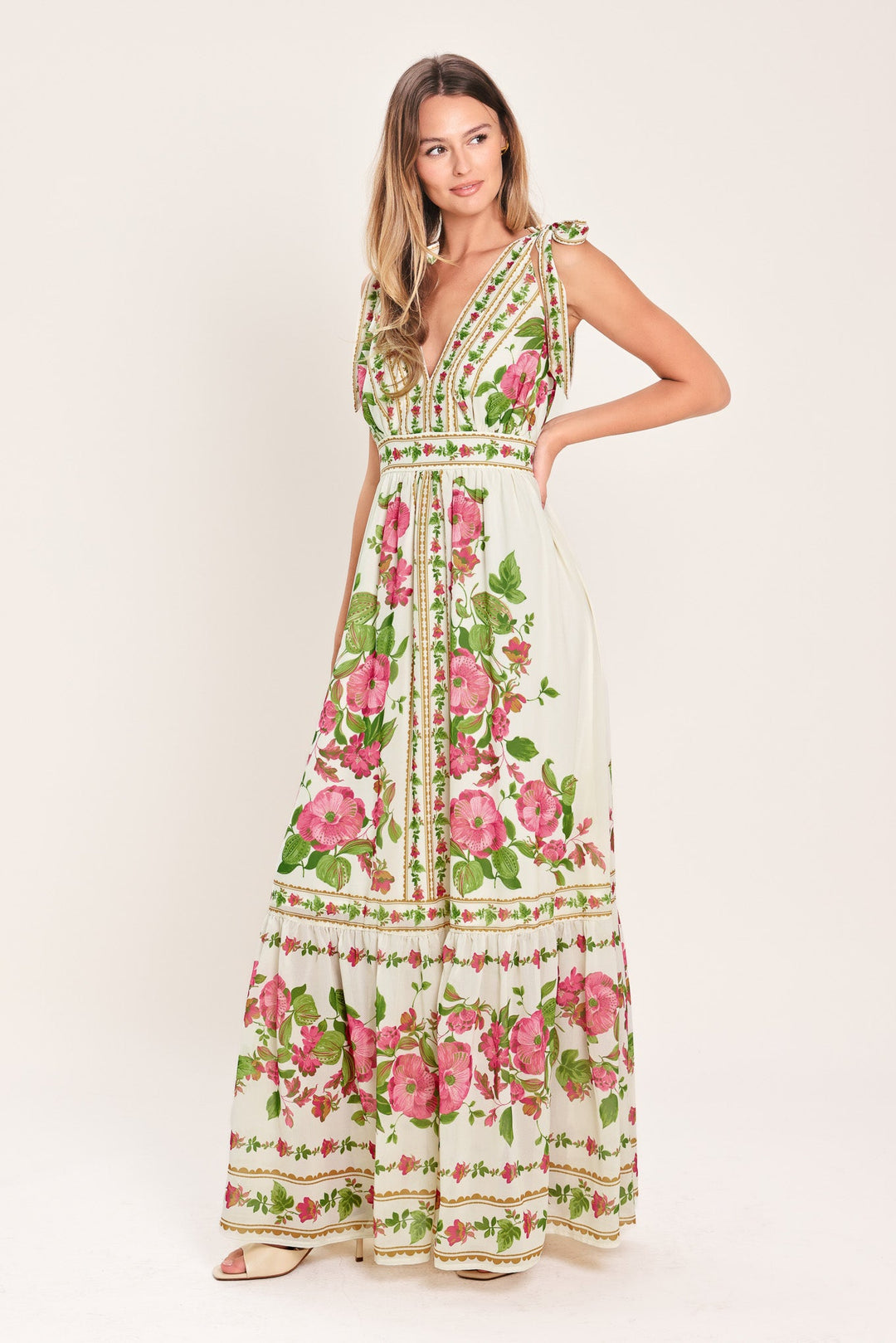 Rose Vine Romance Woven Maxi Dress from KADOU Boutique
