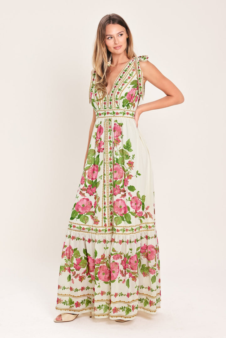 Rose Vine Romance Woven Maxi Dress from KADOU Boutique