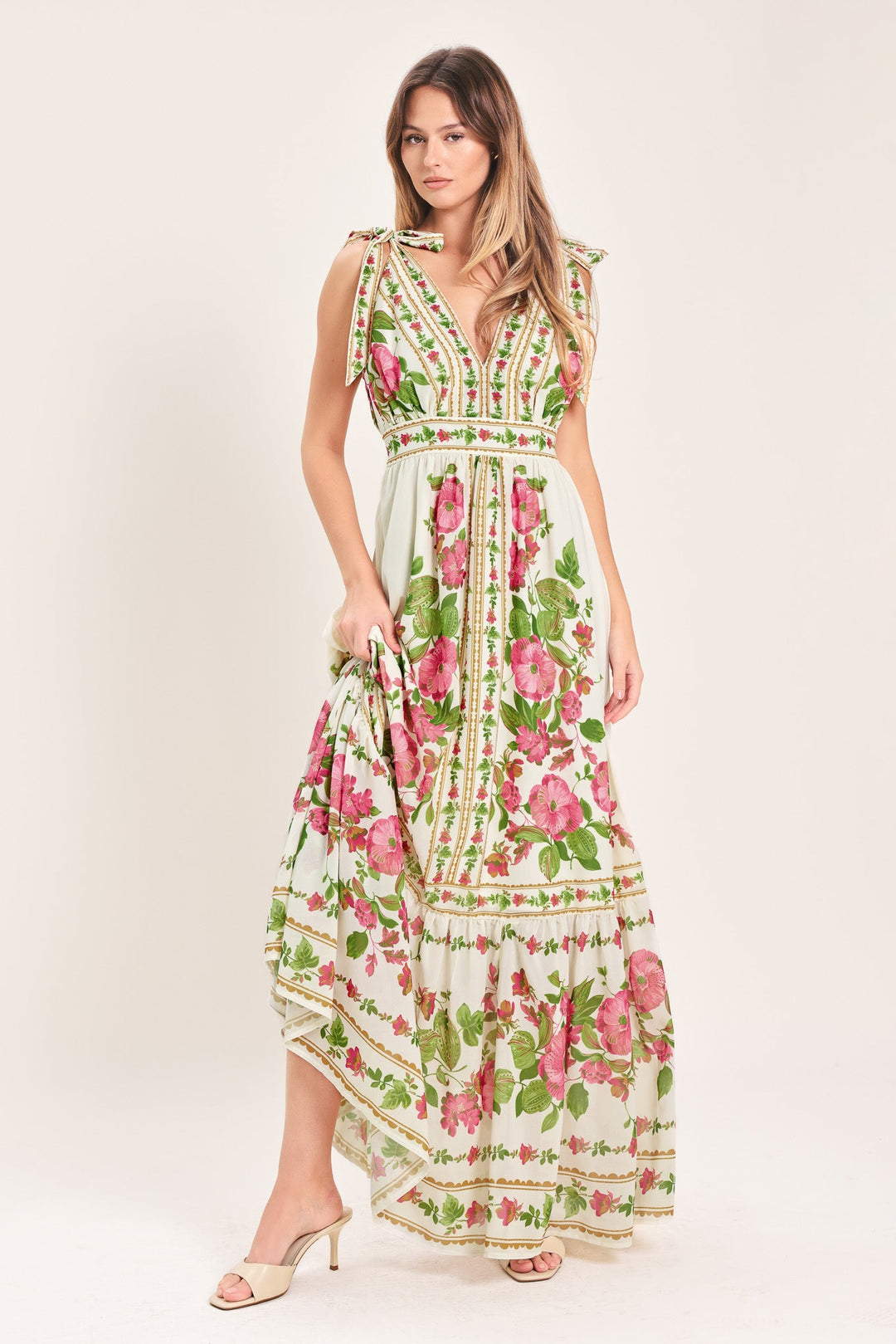 Rose Vine Romance Woven Maxi Dress from KADOU Boutique