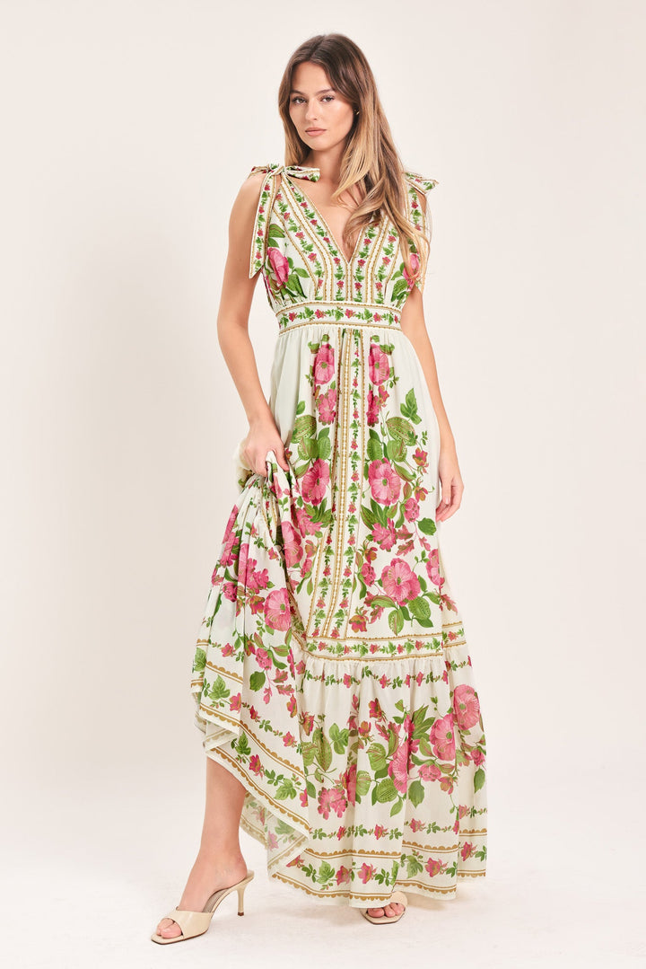 Rose Vine Romance Woven Maxi Dress from KADOU Boutique