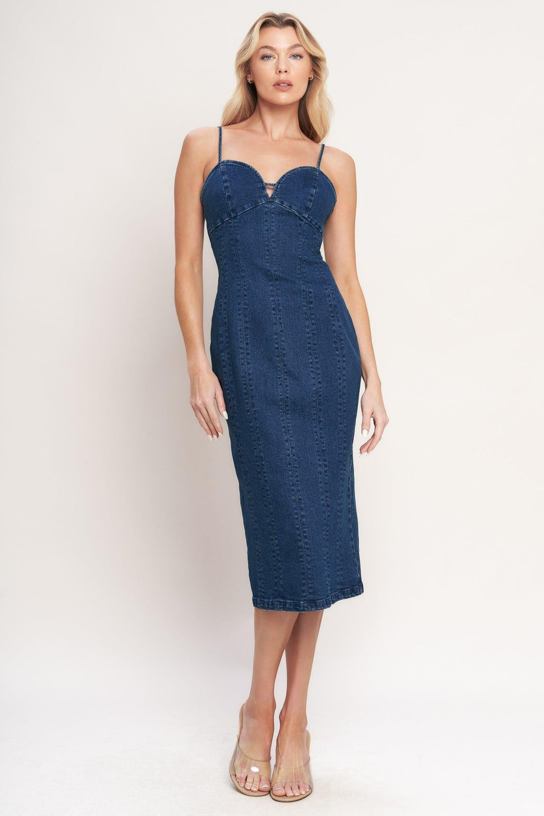 City Lights Denim Midi Dress from KADOU Boutique