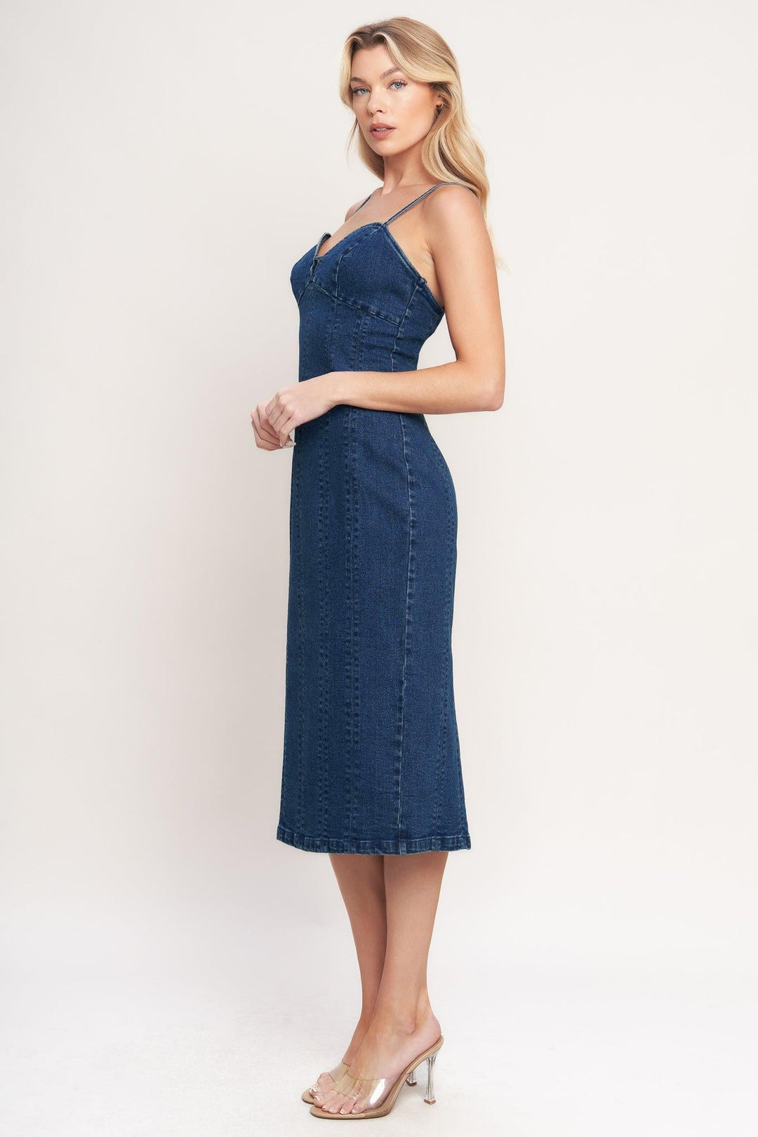 City Lights Denim Midi Dress from KADOU Boutique