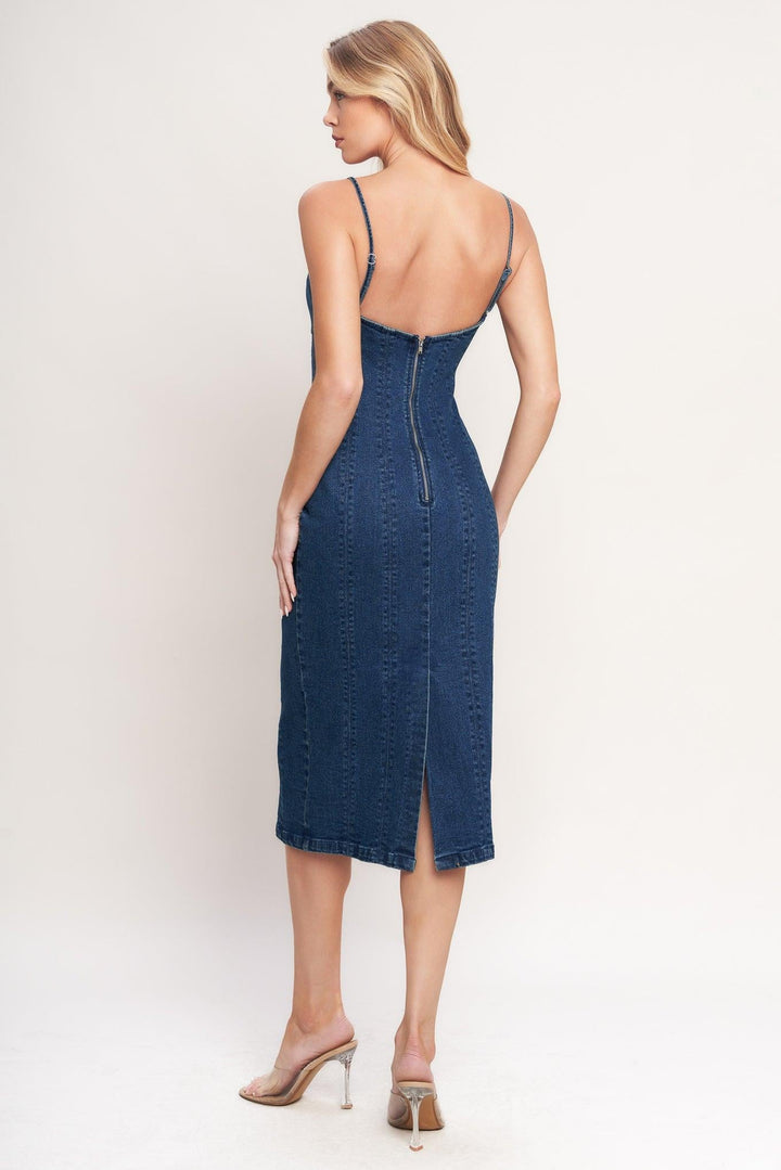 City Lights Denim Midi Dress from KADOU Boutique