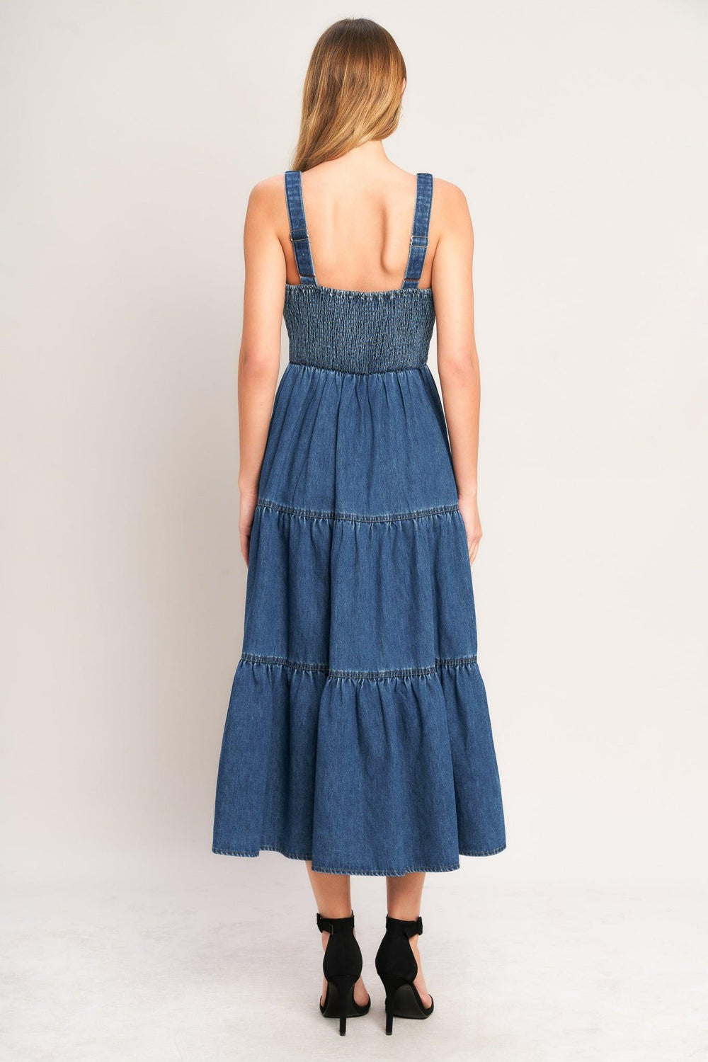 Everyday Romance Denim Midi Dress from KADOU Boutique