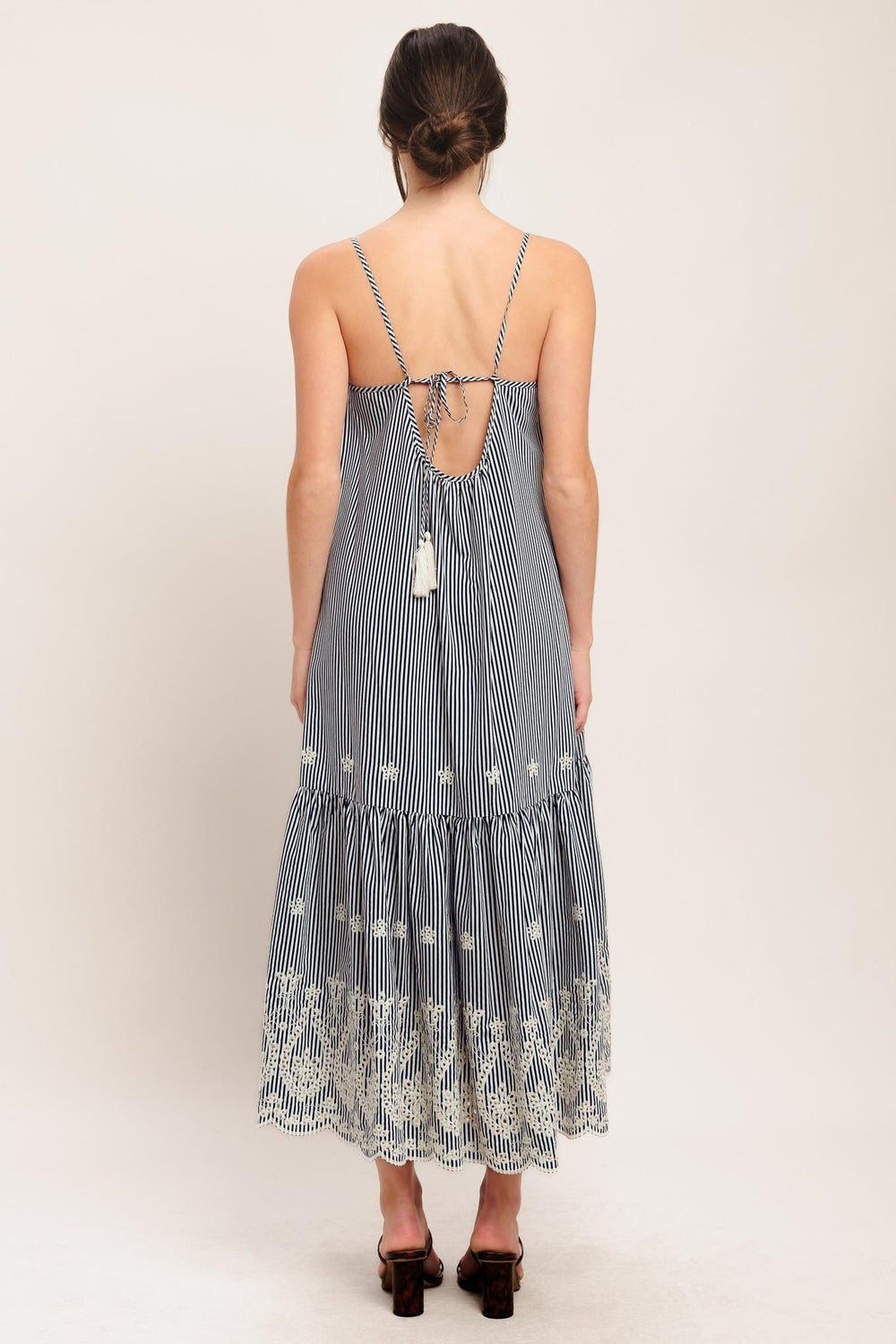 Stripe Cove Woven Midi Dress from KADOU Boutique
