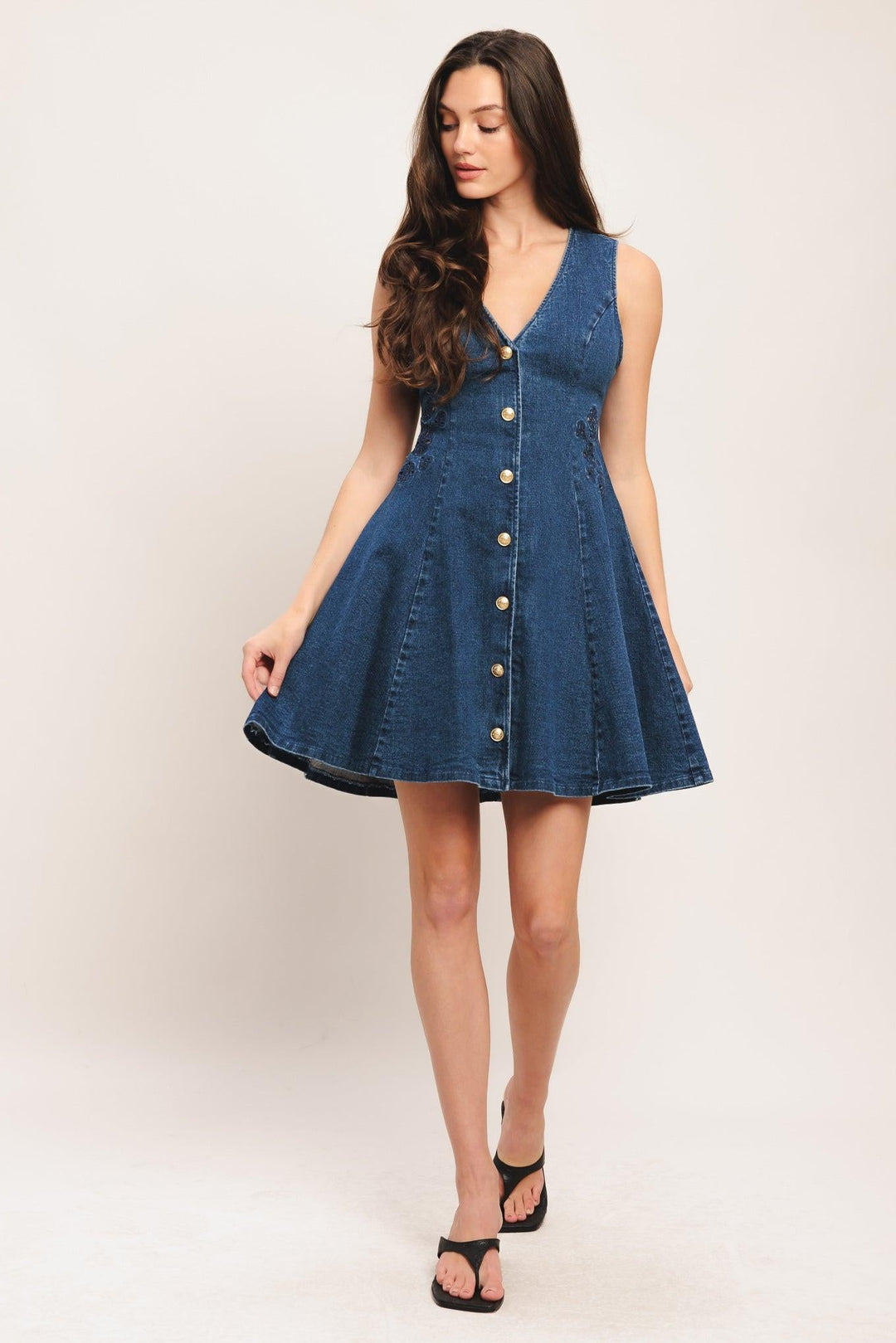 Indigo Flare Denim Mini Dress from KADOU Boutique