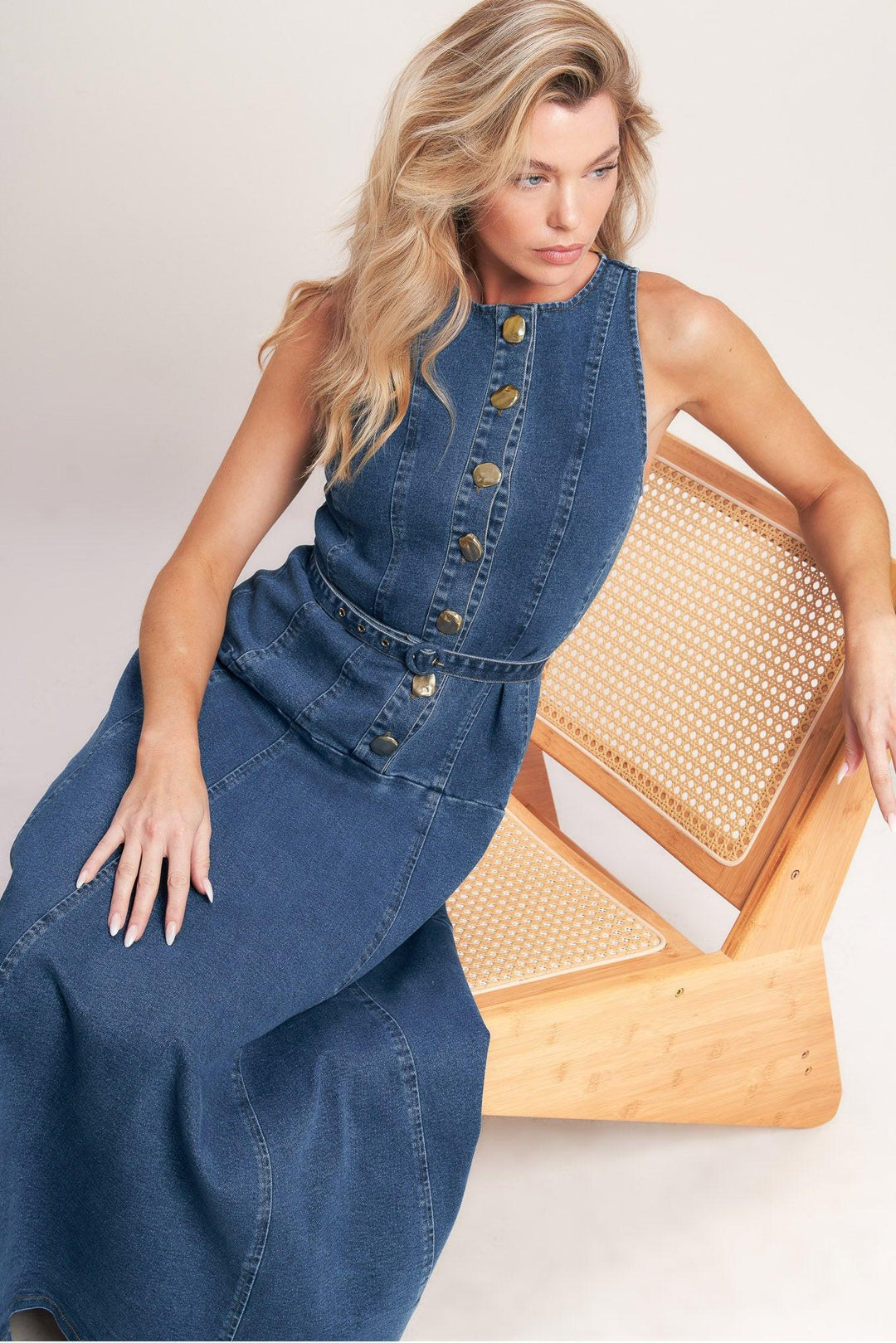 Sunday Stroll Denim Midi Dress from KADOU Boutique