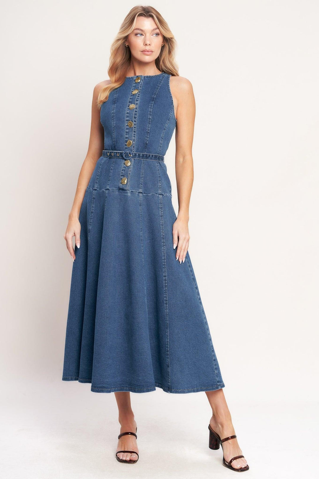 Sunday Stroll Denim Midi Dress from KADOU Boutique
