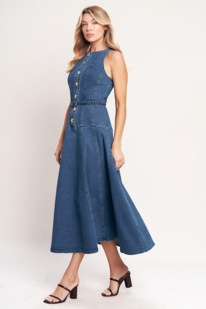 Sunday Stroll Denim Midi Dress from KADOU Boutique