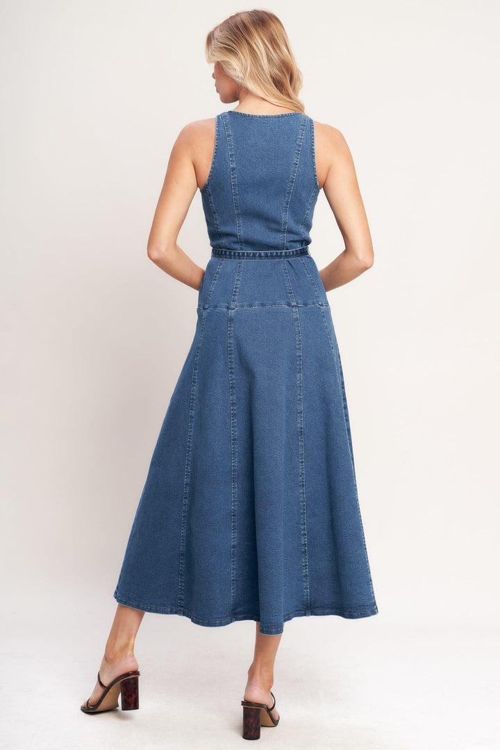 Sunday Stroll Denim Midi Dress from KADOU Boutique