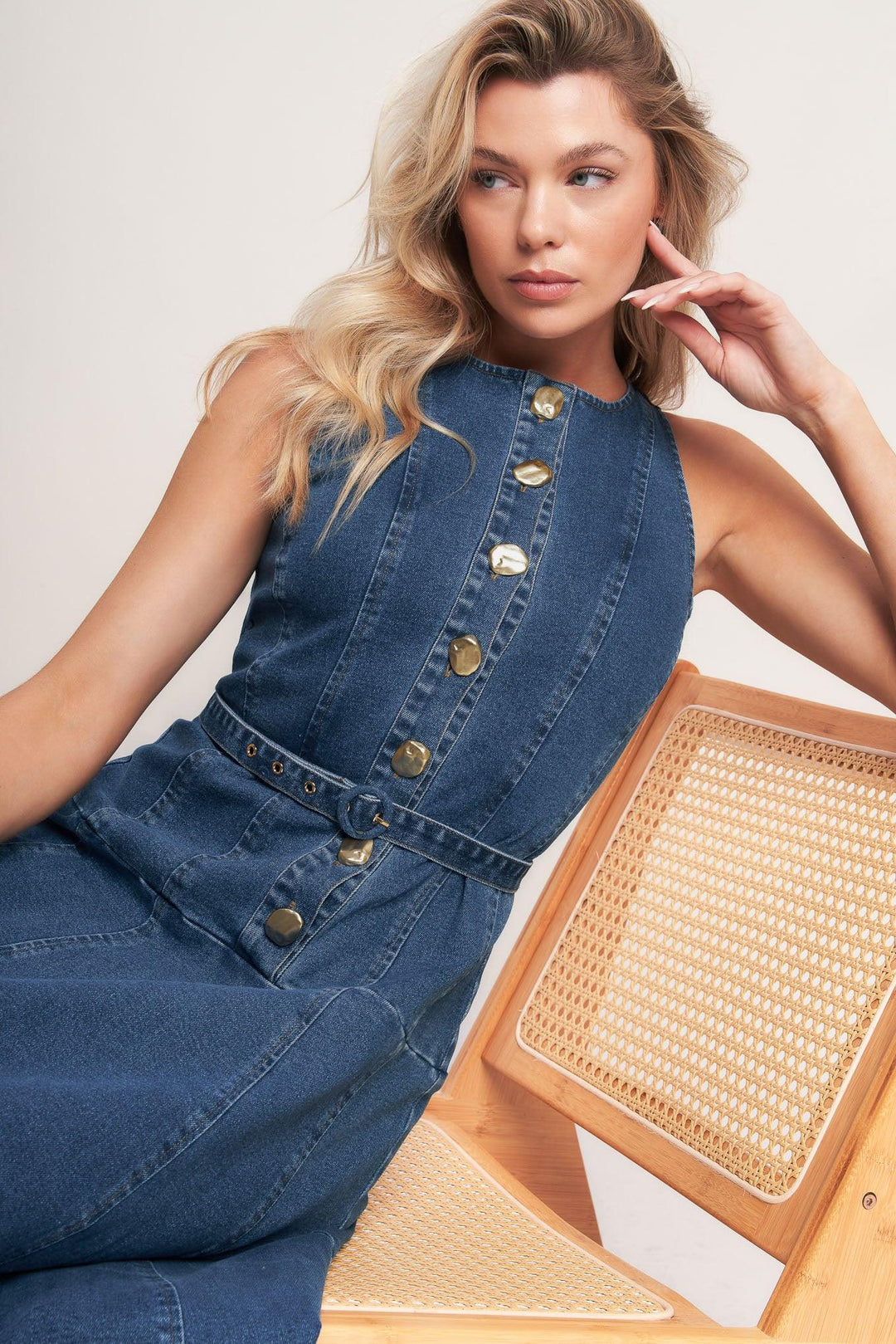 Sunday Stroll Denim Midi Dress from KADOU Boutique