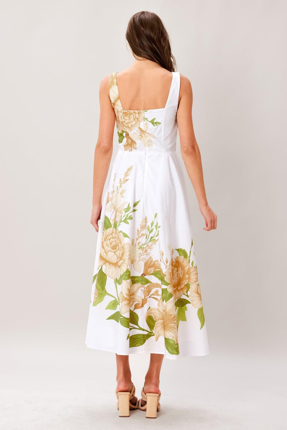 Cream Botanica Woven Midi Dress from KADOU Boutique