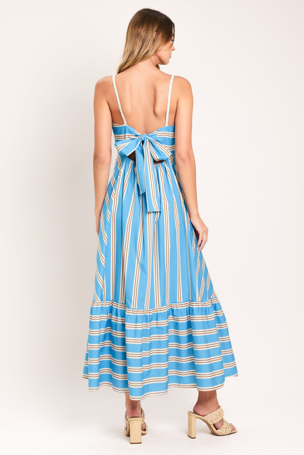 Breeze Stripe Woven Midi Dress from KADOU Boutique