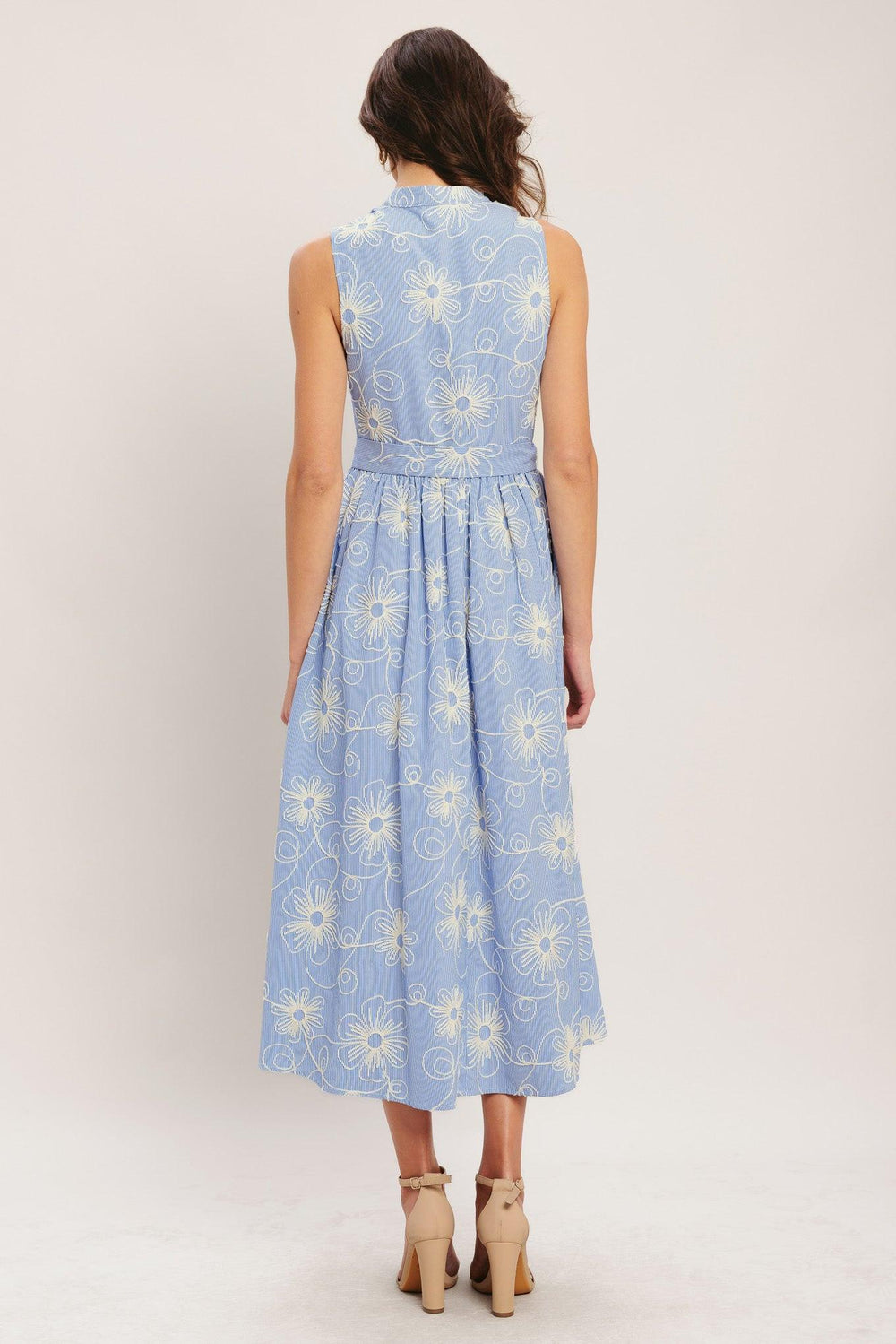 Summer Sketch Flora Woven Midi Dress from KADOU Boutique