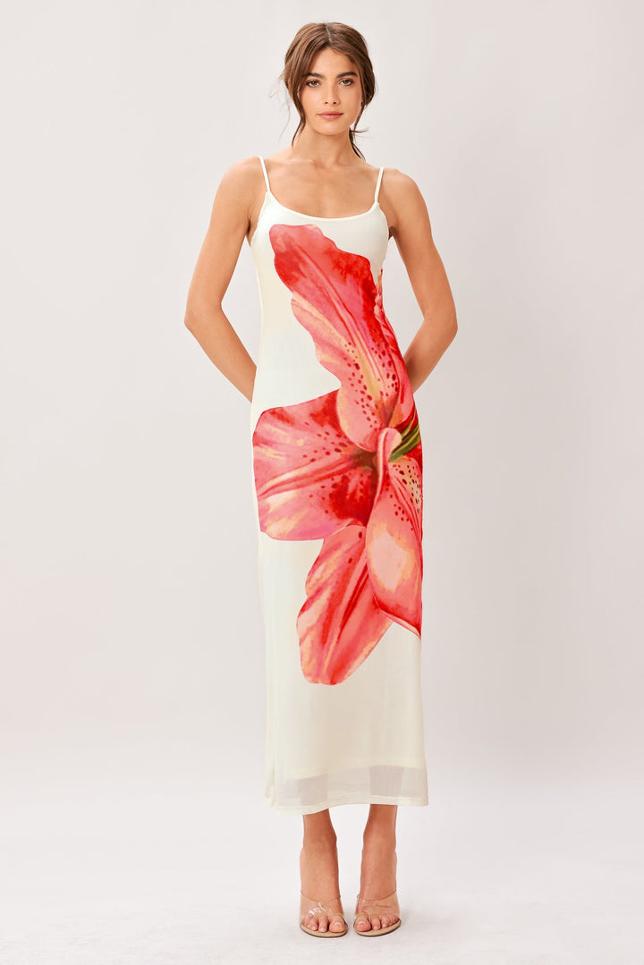 Bloom Statement Power Mesh Cami Midi Dress from KADOU Boutique