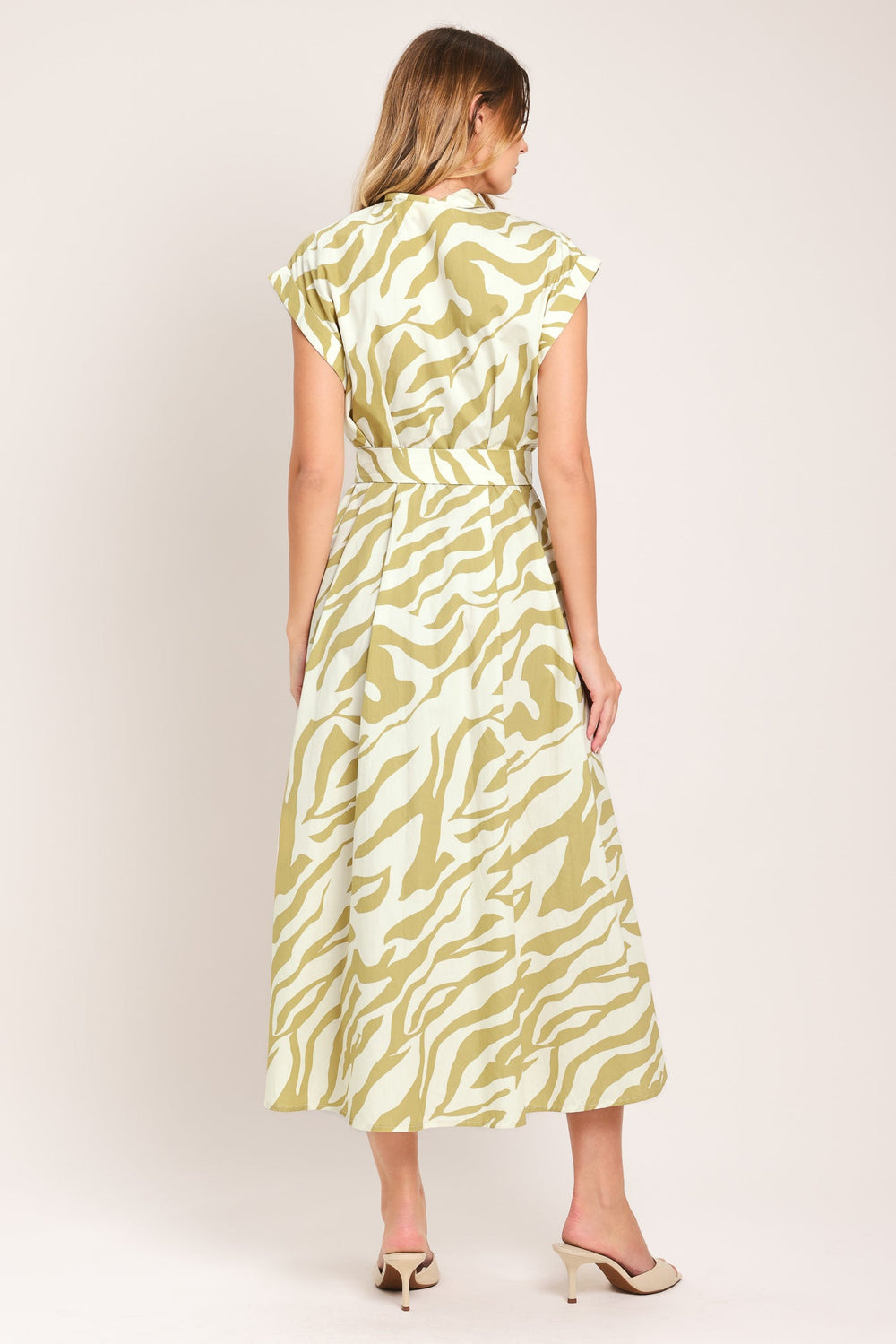 Soft Zebra Woven Midi Shirt Dress from KADOU Boutique