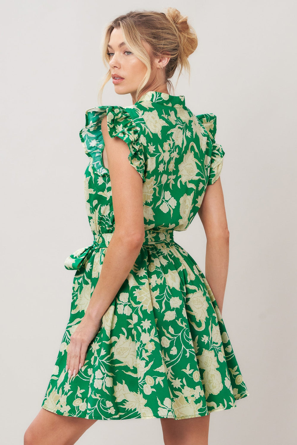 Emerald Bloom Woven Mini Dress from KADOU Boutique