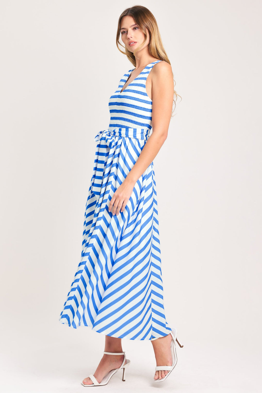 Blue Serena Woven Midi Dress from KADOU Boutique